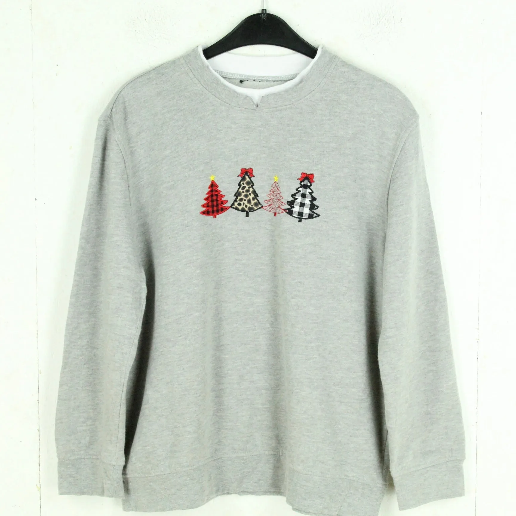 Vintage X-MAS Sweatshirt Gr. M grau Patch: Tannenbume